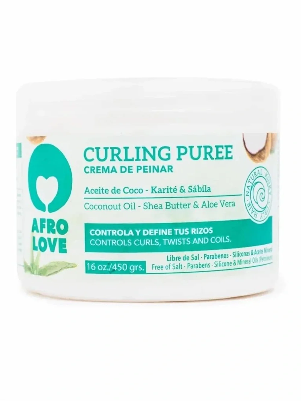 Afro Love Curling Puree Coconut Shea Curl Cream Natural Kinky Karité Sábila NEW